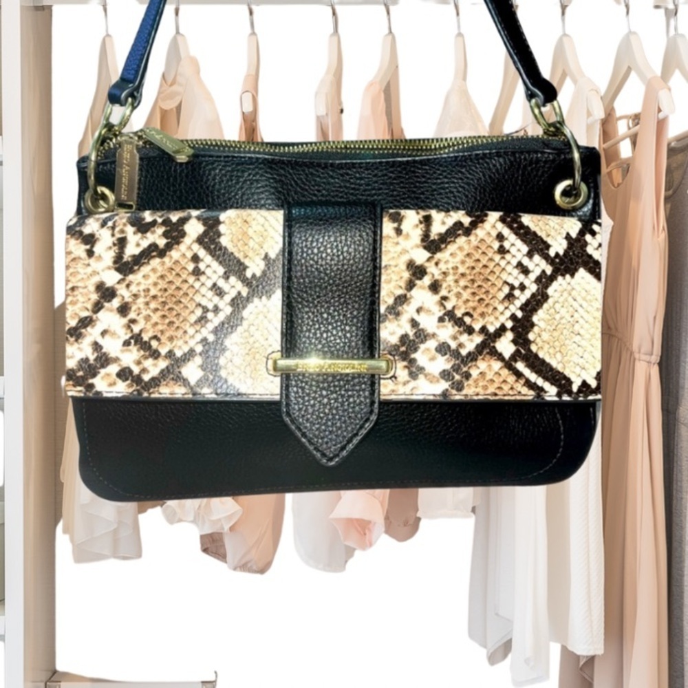 Enzo Angiolini Women Snake Print Satchel Bag, Neutral Snake